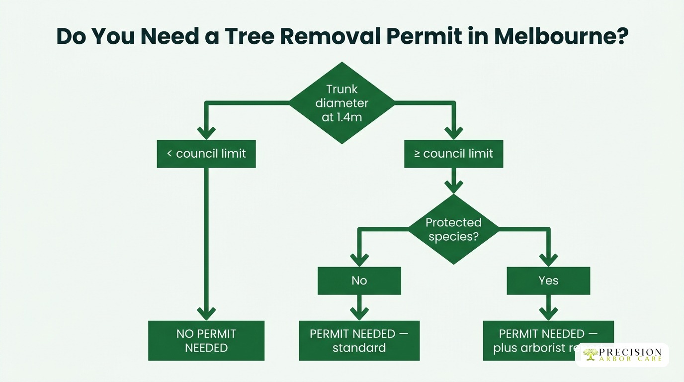 Decision flowchart: do you need a tree removal permit in Melbourne
